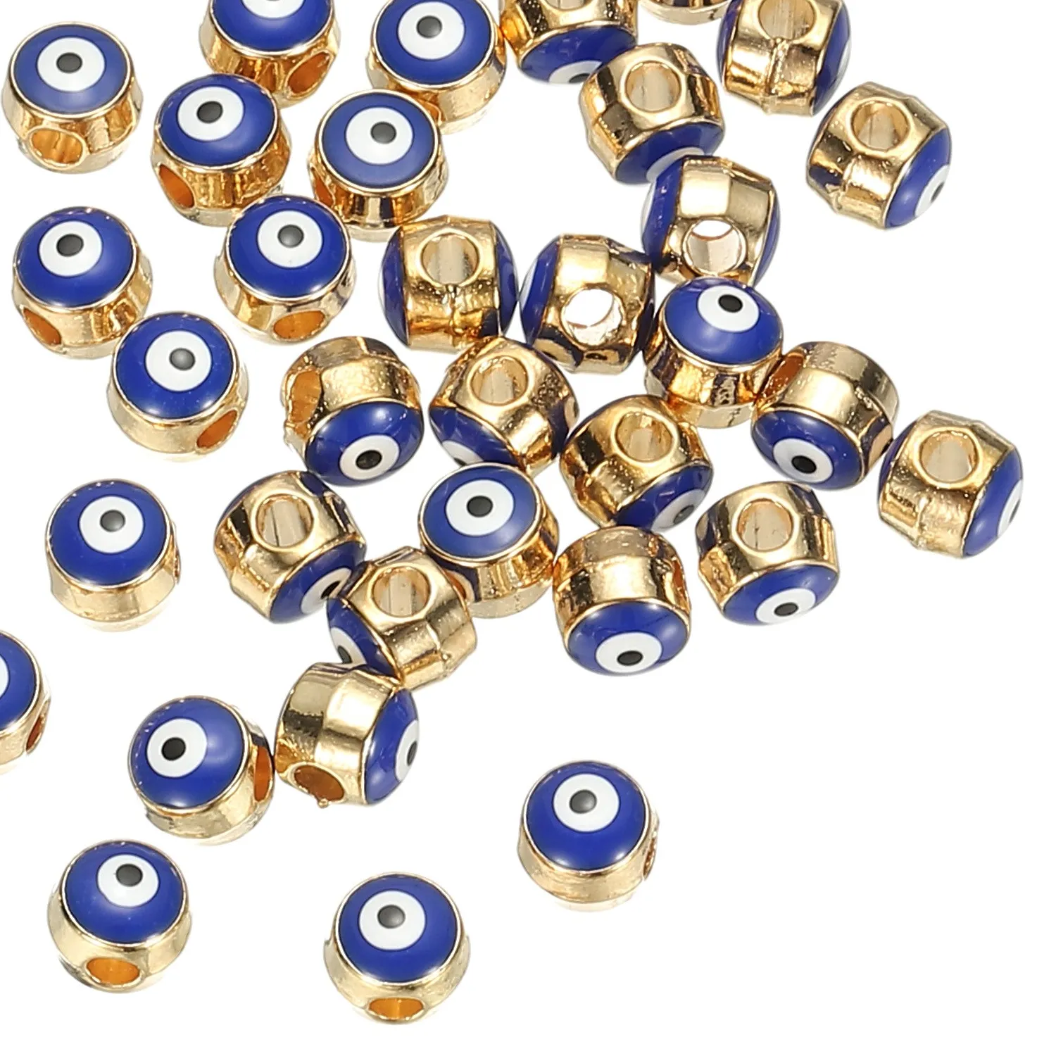Authentic Gleaming Azure Aegis: 5mm Gold-Plated Turkish Evil Eye Beads