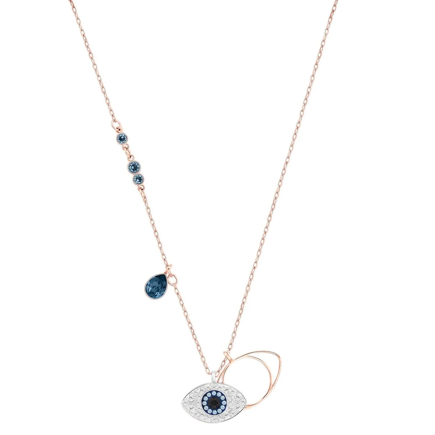 Authentic Swarovski Symbolica Duo Pendant Evil Eye Blue Rose Gold Plated 5172560