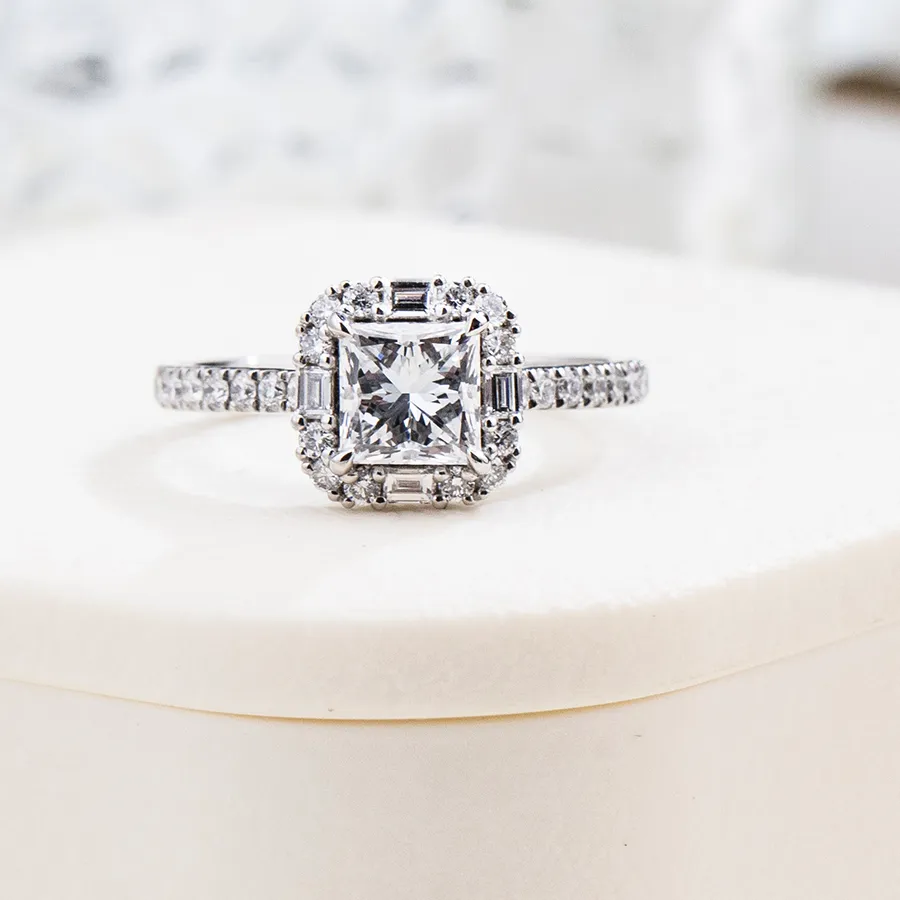 Authentic Mishang Jewelry 1Ct Princess Shape Lab Grown Diamond Rings Platinum Pt950 Diamonds Ring For Woman Girls In Stock Msr- 1996