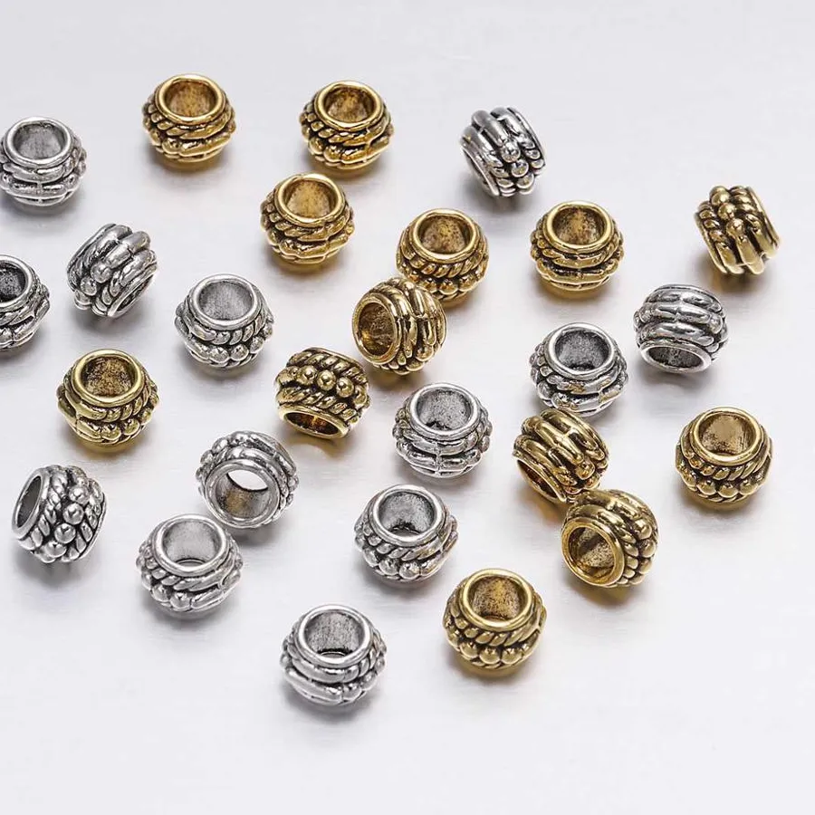 Authentic 30pcs/lot 8mm Antique Gold Charm Vintage Plated Loose Spacer Beads For DIY Jewelry Making Findings Bracelet Supplies Accessories
