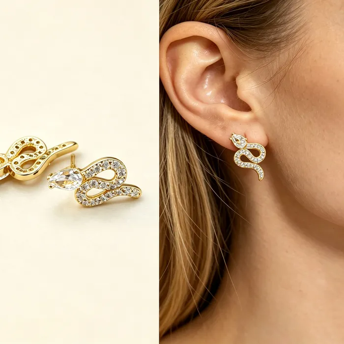 Authentic Golden Serpent Zircon Whisper Studs