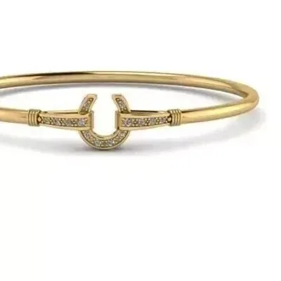 Authentic The Gilded Fortune Horseshoe Bangle in Sterling Silver and Radiant Gold