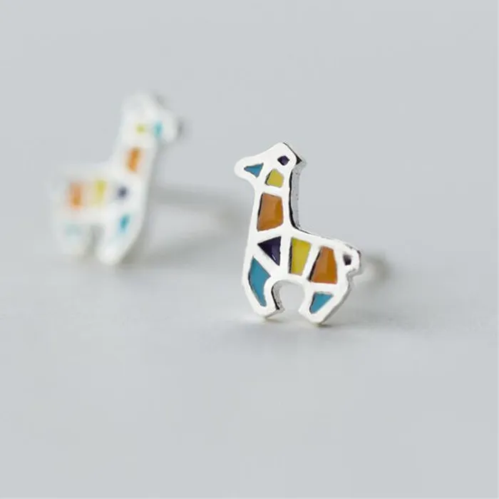 Authentic Korea Forest Department 925 Sterling Silver Colorful Mini Stud Earrings Temperament Personality Ear Jewelry Ed498