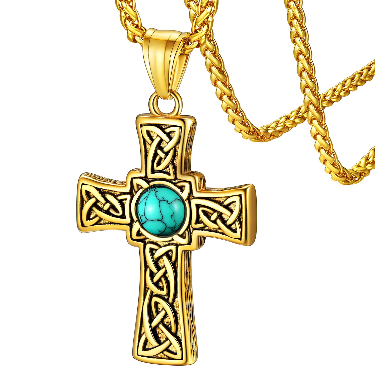 Authentic Celtic Claddagh Cross With Turquoise Heart A Golden Guardian Of Love