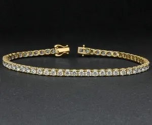 Authentic Radiant Luminescence 5-Carat Lab-Created Diamond Tennis Bracelet in 14K Yellow Gold Finish