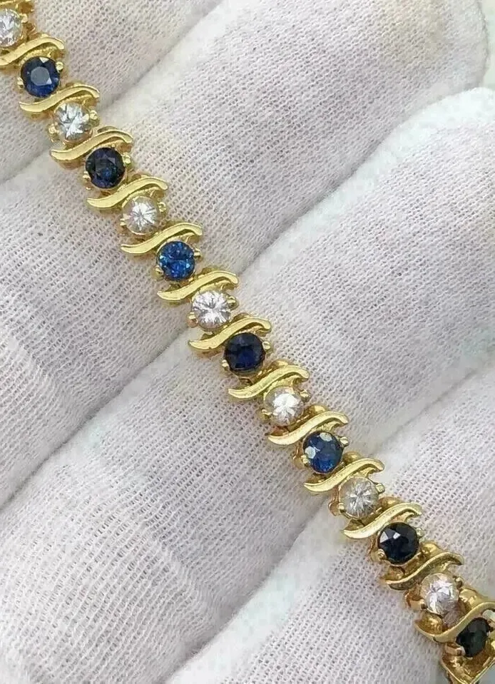 Authentic Celestial Azure: The Sapphire & Diamond Ethereal Tennis Bracelet