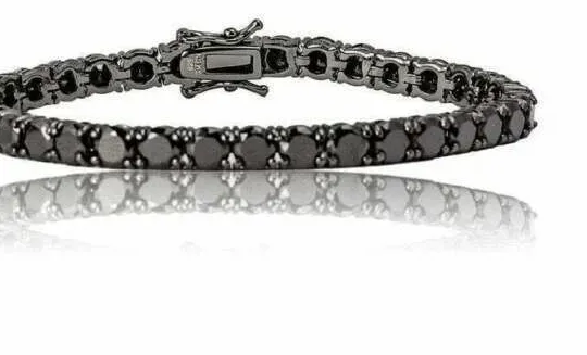 Authentic The Midnight Eclipse: 5Ct Lab-Created Black Diamond Tennis Bracelet in 14K Black Gold Plated