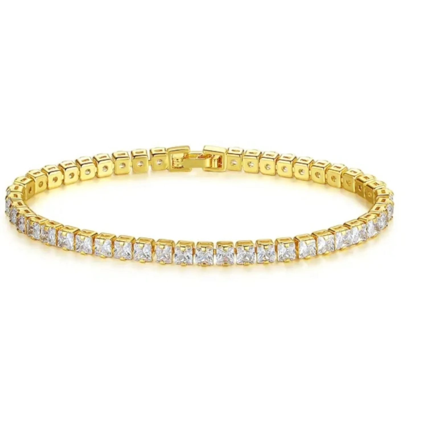 Authentic Radiant Luminary Gold-Plated Cubic Zirconia Tennis Bracelet