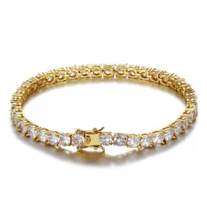 Authentic Tennis Bracelet Gold Plated With Cubic Zirconia Hip Hop Jewelry