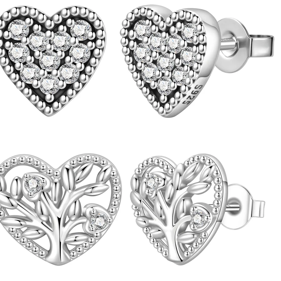 Authentic The Enchanted Tree Of Life A Sterling Silver Heart Stud Earring