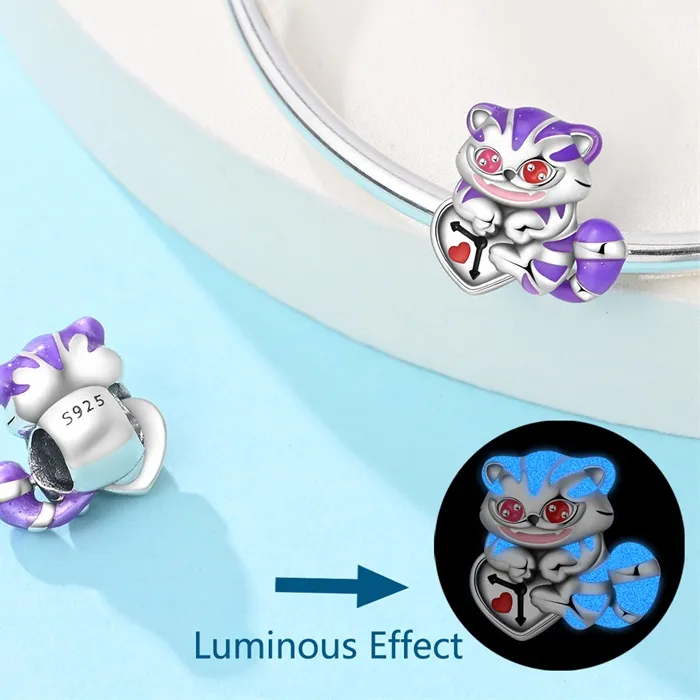 Authentic 925 Sterling Silver Playful Little Dragon Cat Bead Pendant Suitable For Diy Bracelets, Necklaces, Jewelry
