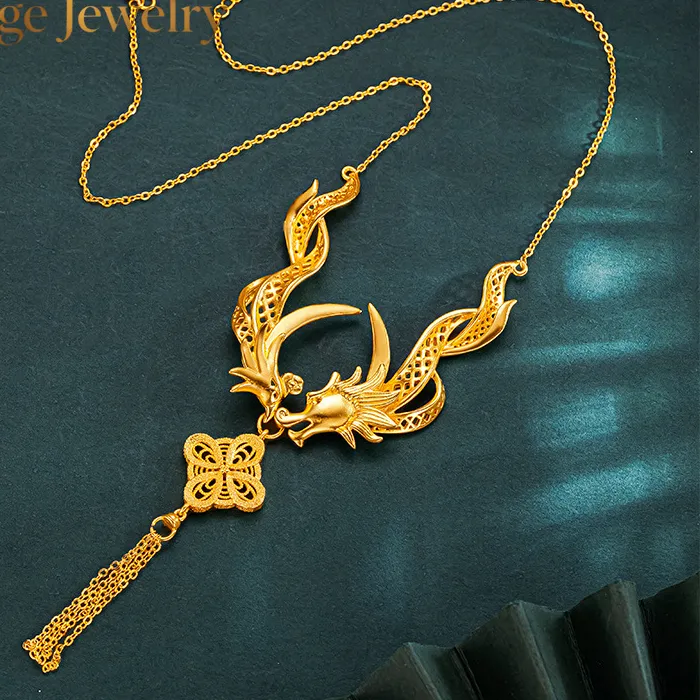 Authentic Dragon And Phoenix Dual Spirit Talisman A 24K Gold Chain Of Celestial Balance
