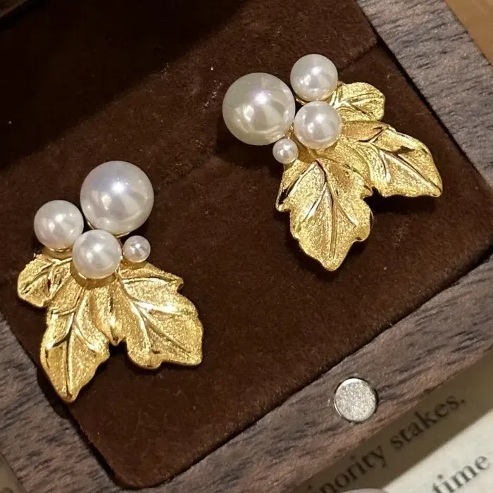 Authentic Auric Harvest Pearl Studs Of The Verdant Vine