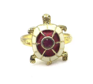 Authentic The Celestial Tortoise Sigil Ring in Radiant Gold-Plated 925 Sterling Silver with Natural Ruby