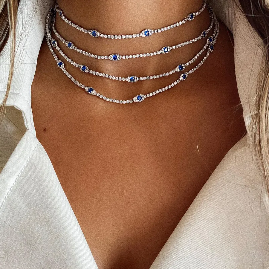 Authentic Evil Eye Necklace Chain Blue Eyes Amulet Pendant Necklace And Girls Jo Turco Protection Choker Necklaces