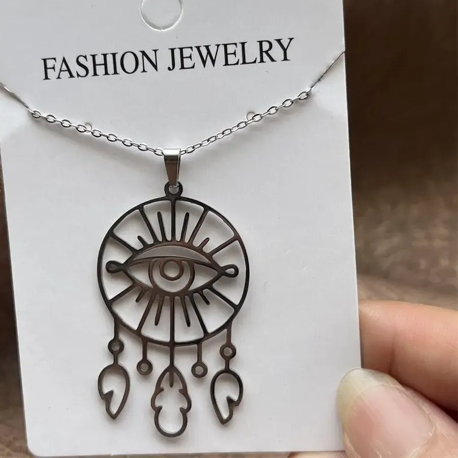Authentic Geek Eye Tassels Star Devil Eye Ojo Turco Pendant Necklace Jewelry Accessory
