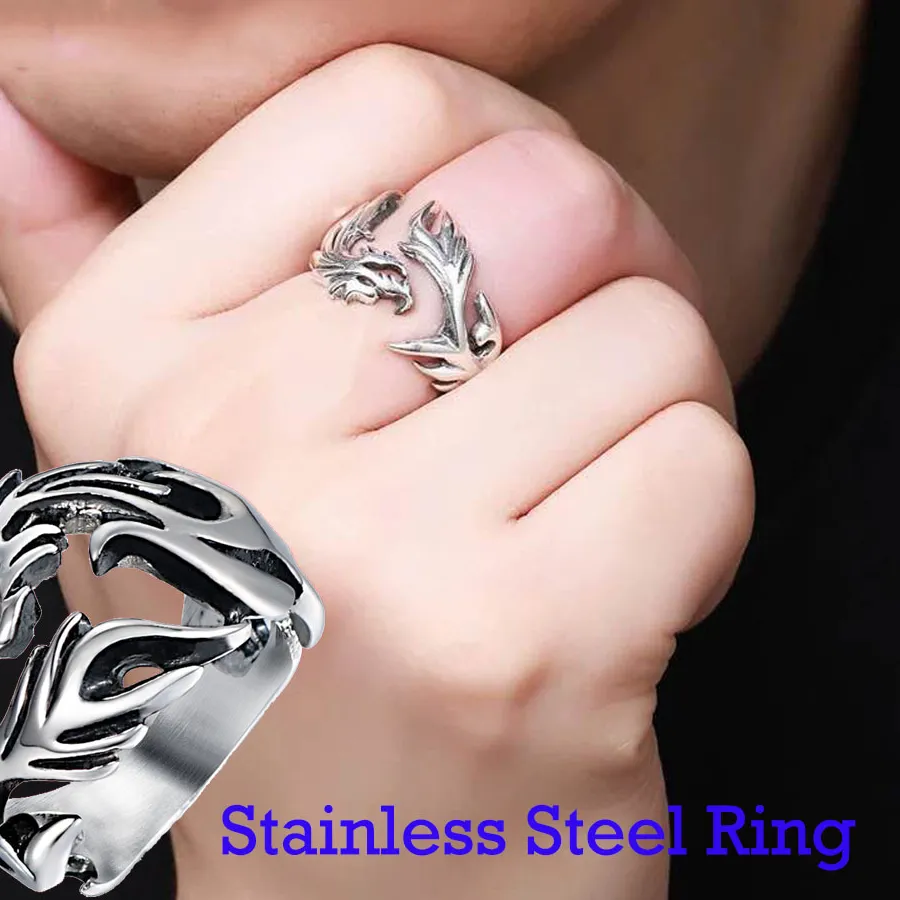 Authentic 8 9 10 11 12 13 Ring Hollow Flying Dragon Waterproof Finger Jewelry Male Birthday