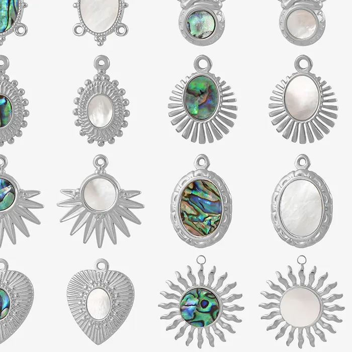 Authentic 4Pcs No Fade Real Natural Abalone White Shell Angel Sun Connector Charms For Jewelry Making Supplies