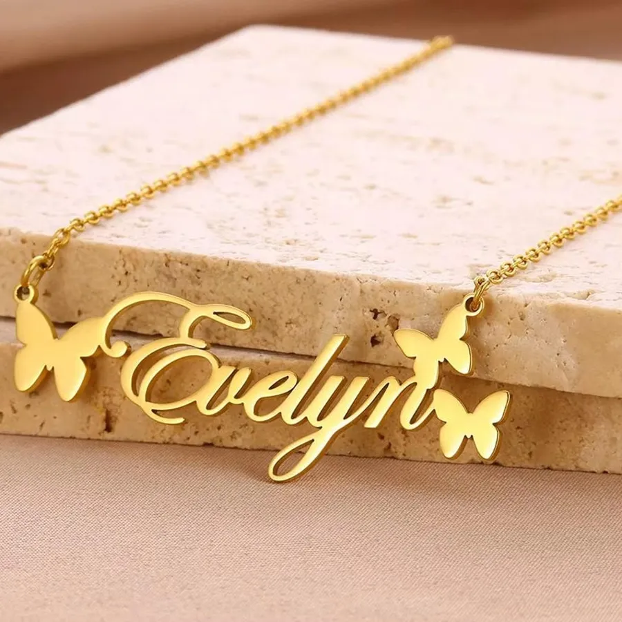 Authentic Celestial Butterfly Nameplate Personalized Sacred Talisman