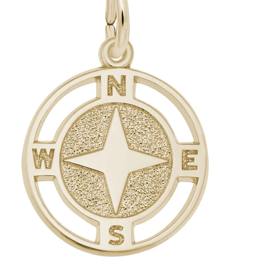 Authentic Gold-Plated Sterling Silver Nautical Compass Charm by Rembrandt