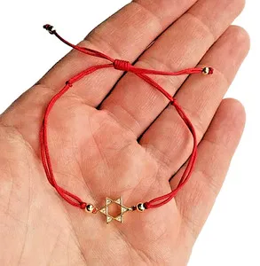 Authentic The Crimson Thread of Covenant: 925 Sterling Silver and Gold-Plated Star of David Talismanic Bracelet