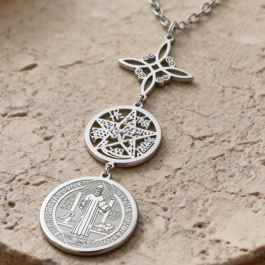 Authentic Amulet Of The Triple Veil Witch's Knot, Pentagram, And Tetragrammaton