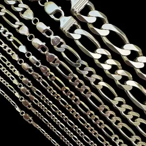Authentic 14k Gold Plated Solid 925 Sterling Silver Figaro Chain Bracelet ITALY 2.5-16mm