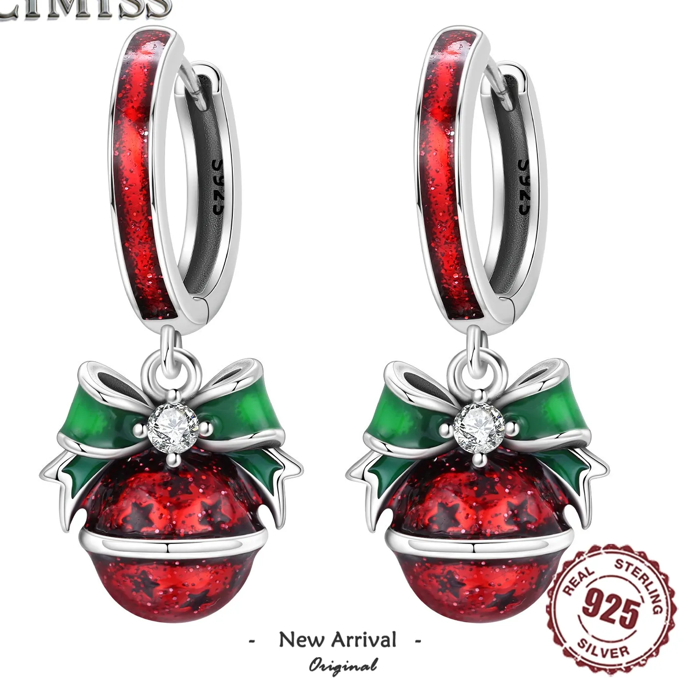 Authentic 925 Sterling Silver Christmas Dangle Earrings Holly Snowflake Bell Design Drop Earring Jewelry Christmas