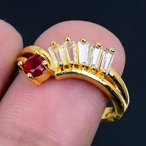 Authentic Mozambique Garnet Gold 18K Gold Plated Handmade Ring of US Size Adjustable