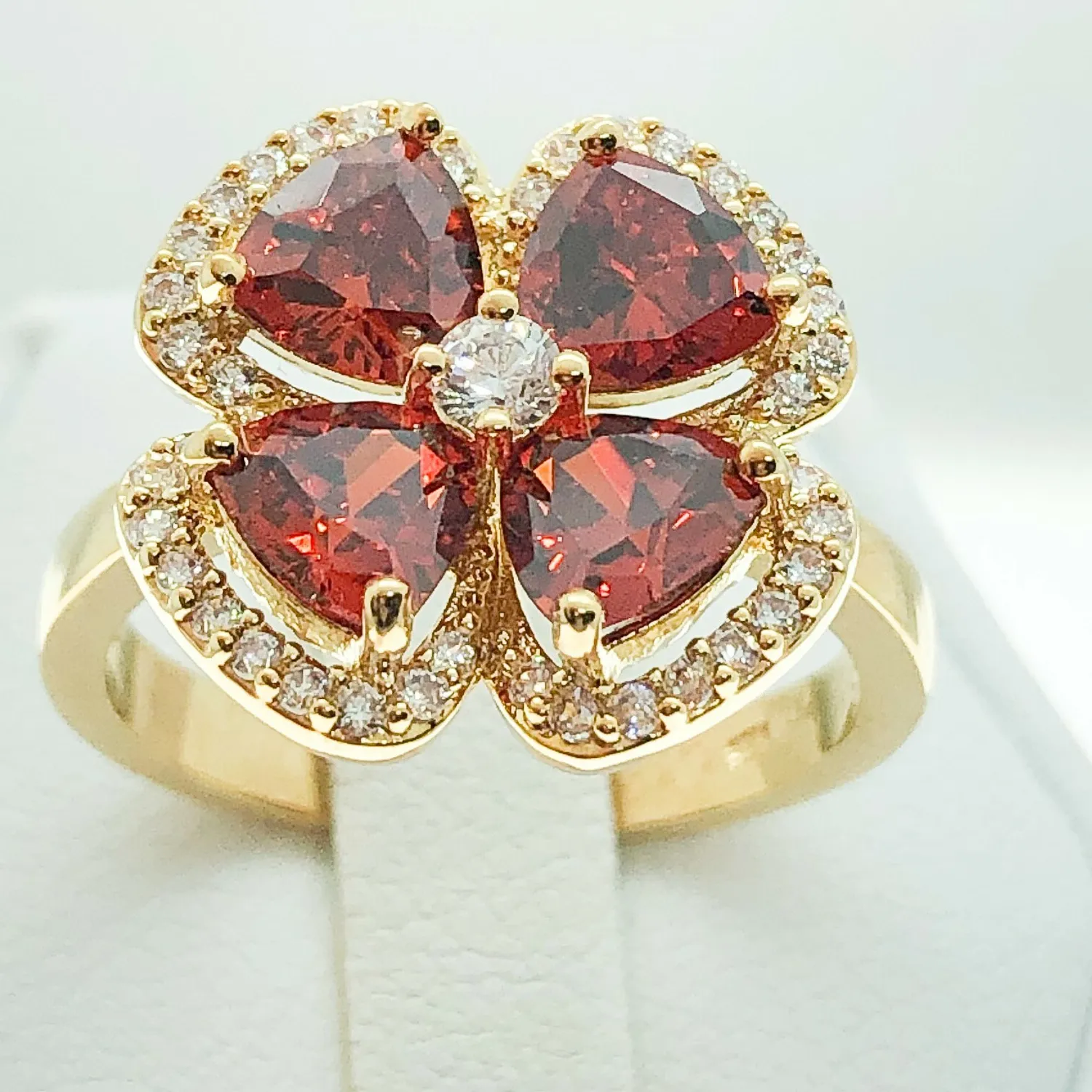 Authentic The Crimson Bloom Gilded Floral Cocktail Ring