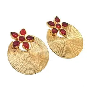 Authentic Crimson Fire Gold-Plated Garnet and Quartz Talismanic Studs