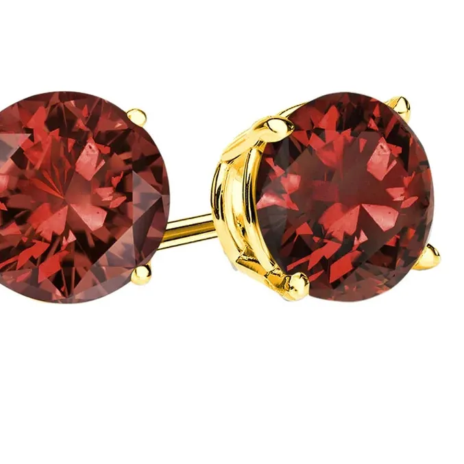Authentic Radiant Garnet Embrace: 10k Gold Plated Stud Earrings of Divine Connection