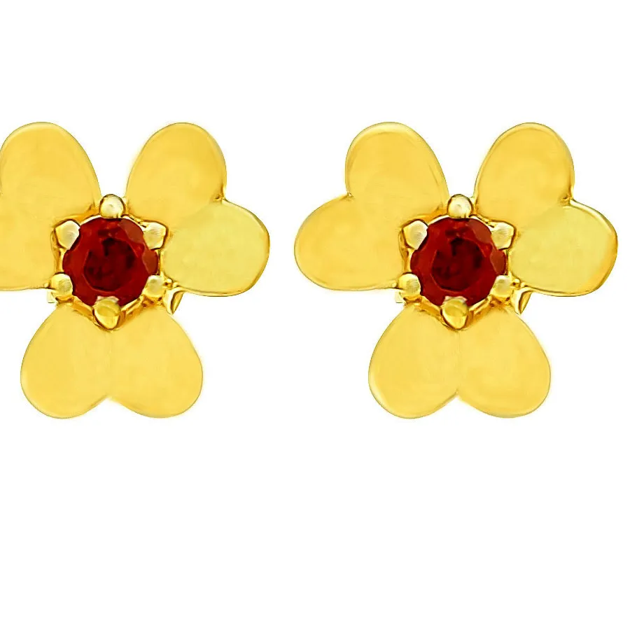 Authentic Dainty 18K Gold Plated Brass Floral Colorful Gemstone Stud Earrings TGE1021