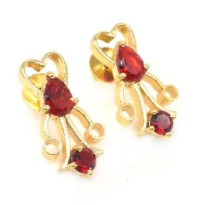 Authentic Crimson Flame Dangle Earrings in Radiant Gold