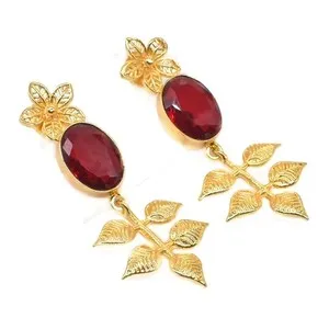 Authentic Crimson Ember Talismans: Garnet Quartz Gold-Plated Studs