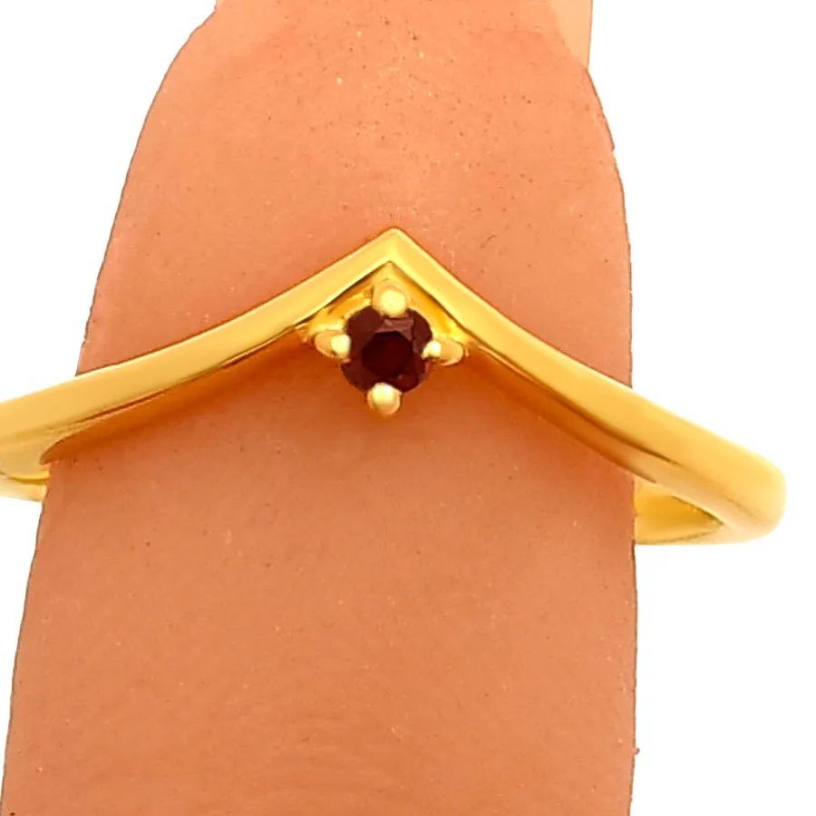 Authentic 18K Gold Plated V-Shaped Gemstone Ring – Minimalist Stacking Band TGR1038