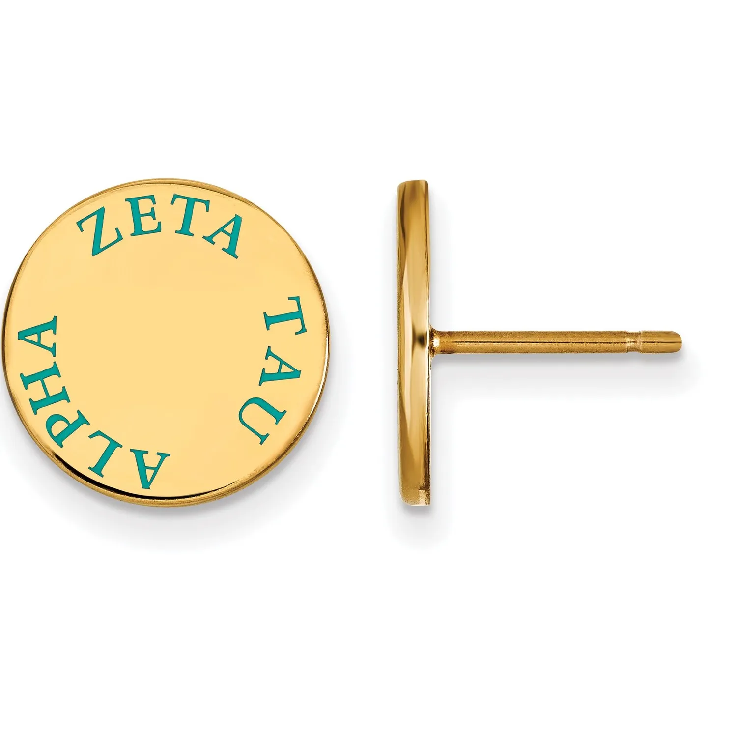 Authentic Gold Plated 925 Silver LogoArt Zeta Tau Alpha Sorority Text Color Enamel Post