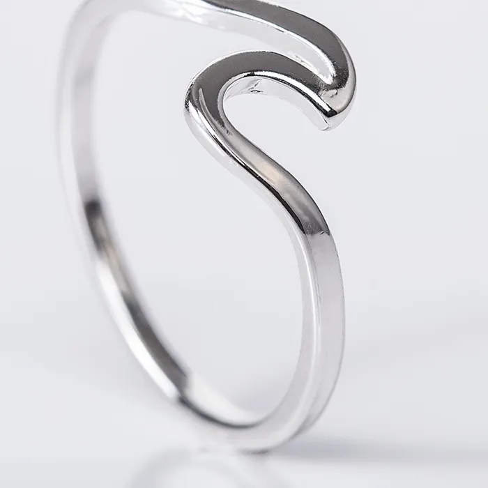 Authentic Sea Gold Rose Gold Silver Color Wave Rings Ocean Surf Finger Jewelry Ocean Surf Ring Surfer