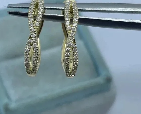 Authentic Radiant ETERNITY HOOPS: 1Ct Lab-Created Diamond Sacred Geometry Talisman in 14K Gold Plated Light
