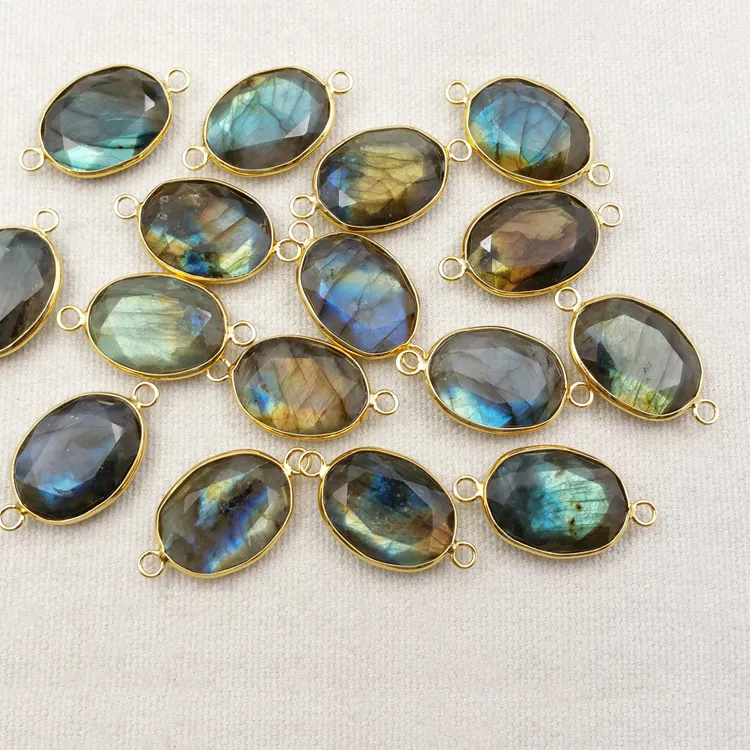 Authentic Aurora Veil Labradorite Oval Talisman Connectors