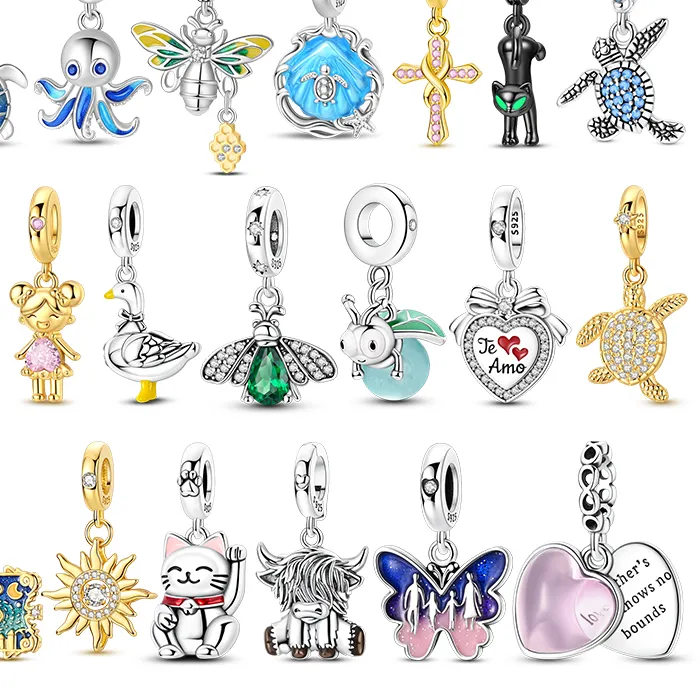 Authentic 925 Sterling Silver Swallow Parrot Frog Dragonfly Pendant Fit Original Charms Bracelet Jewelry