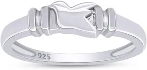 Authentic Dove Bird Christian Love Hope Promise Ring 14K White Gold Plated Sterling