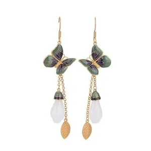 Authentic Wings of Jade and Gilded Light Earrings