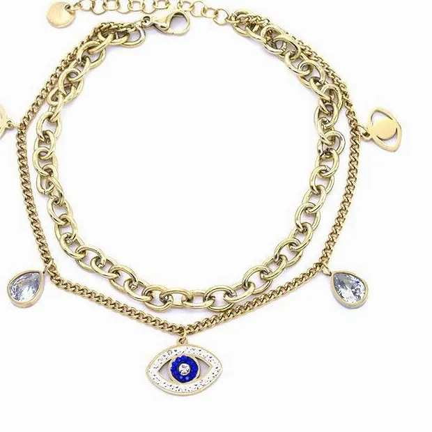 Authentic Radiant Shield of the Sacred Gaze Gold-Plated Evil Eye Bracelet