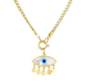 Authentic Evil Eye Necklace 18k Gold Plated Stainless Steel Cuban Chain Necklace