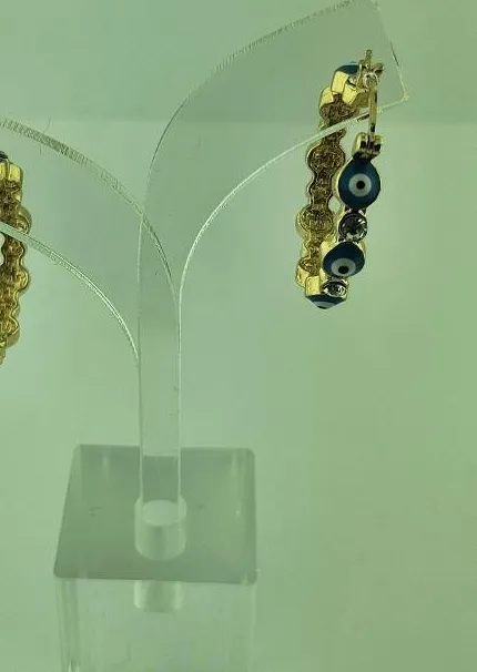 Authentic Celestial Gaze Gold-Plated Amulet Hoops