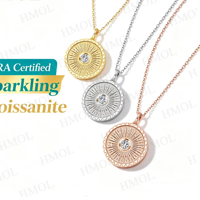 Authentic Moissanite Necklace Round Cut 0.3Ct D Color Gra Certified 925 Sterling Silver Hypoallergenic Jewelry
