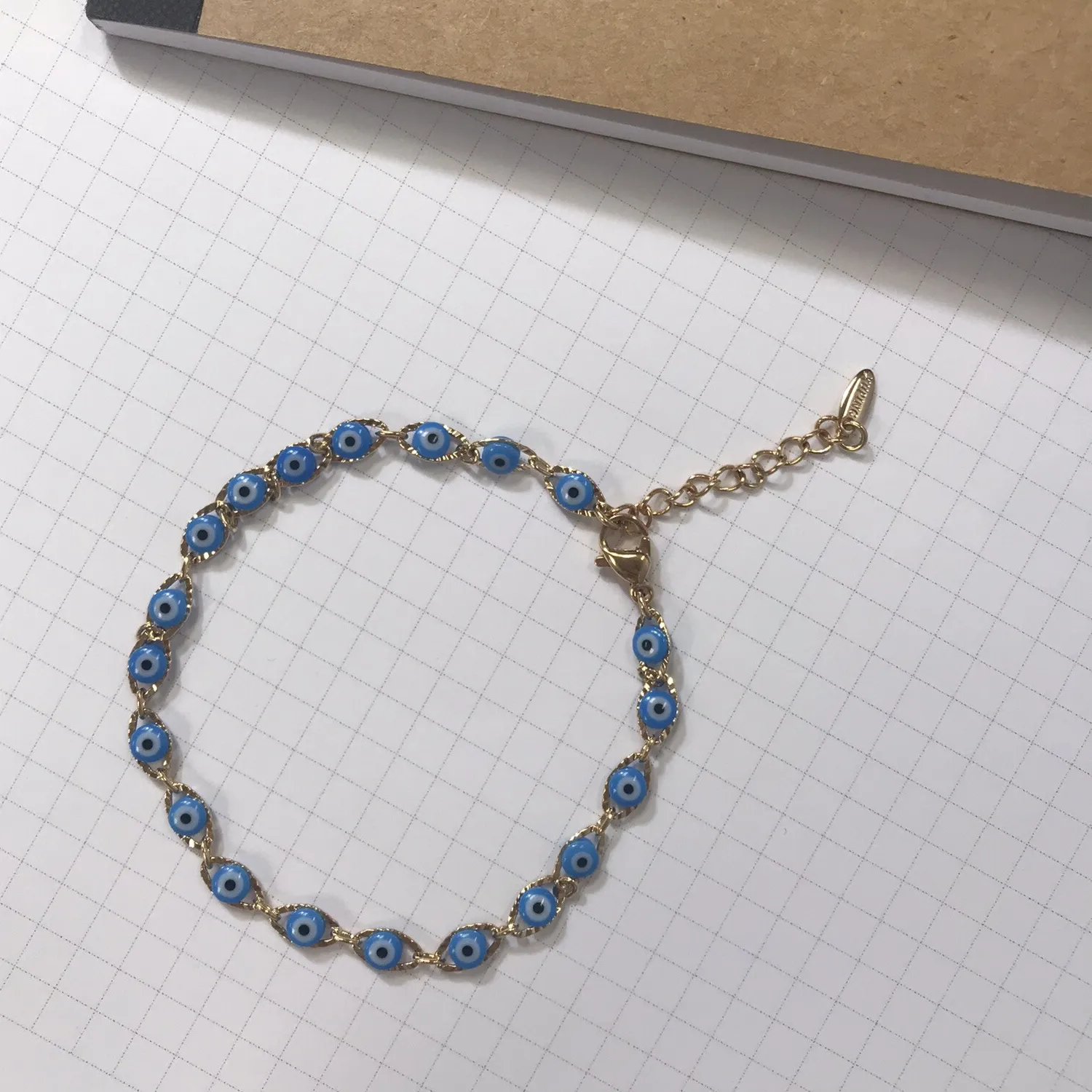 Authentic Mystical Ward of Protection: Multicolor Evil Eye Gold Plated Bracelet