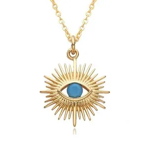 Authentic Waterproof No Tarnish Gold Plated Evil Eye Turquoise pendant necklace VP31