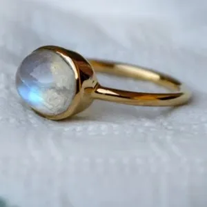 Authentic Moonstone Gemstone Gold Plated 925 Sterling Silver Best Ring Gift For Him D-240